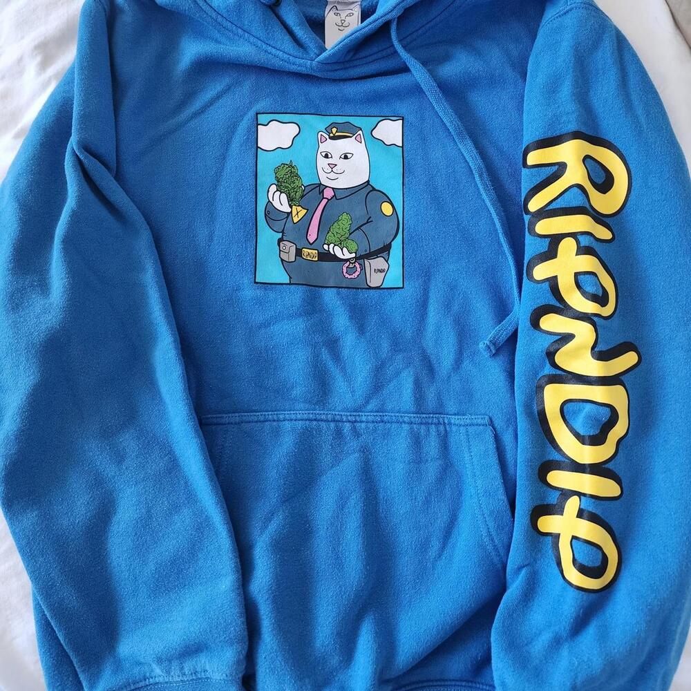 RIPNDIP Officer Nermal Blue Graphic Hoodie Size Small